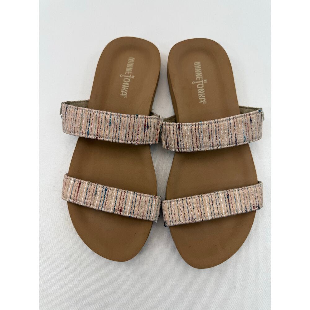 Minnetonka Holly Sandals Sand Medina Double Strap Slides‎ Size 7